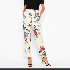 🆕 Express floral high rise ankle pants pull on pockets stretchy wh…